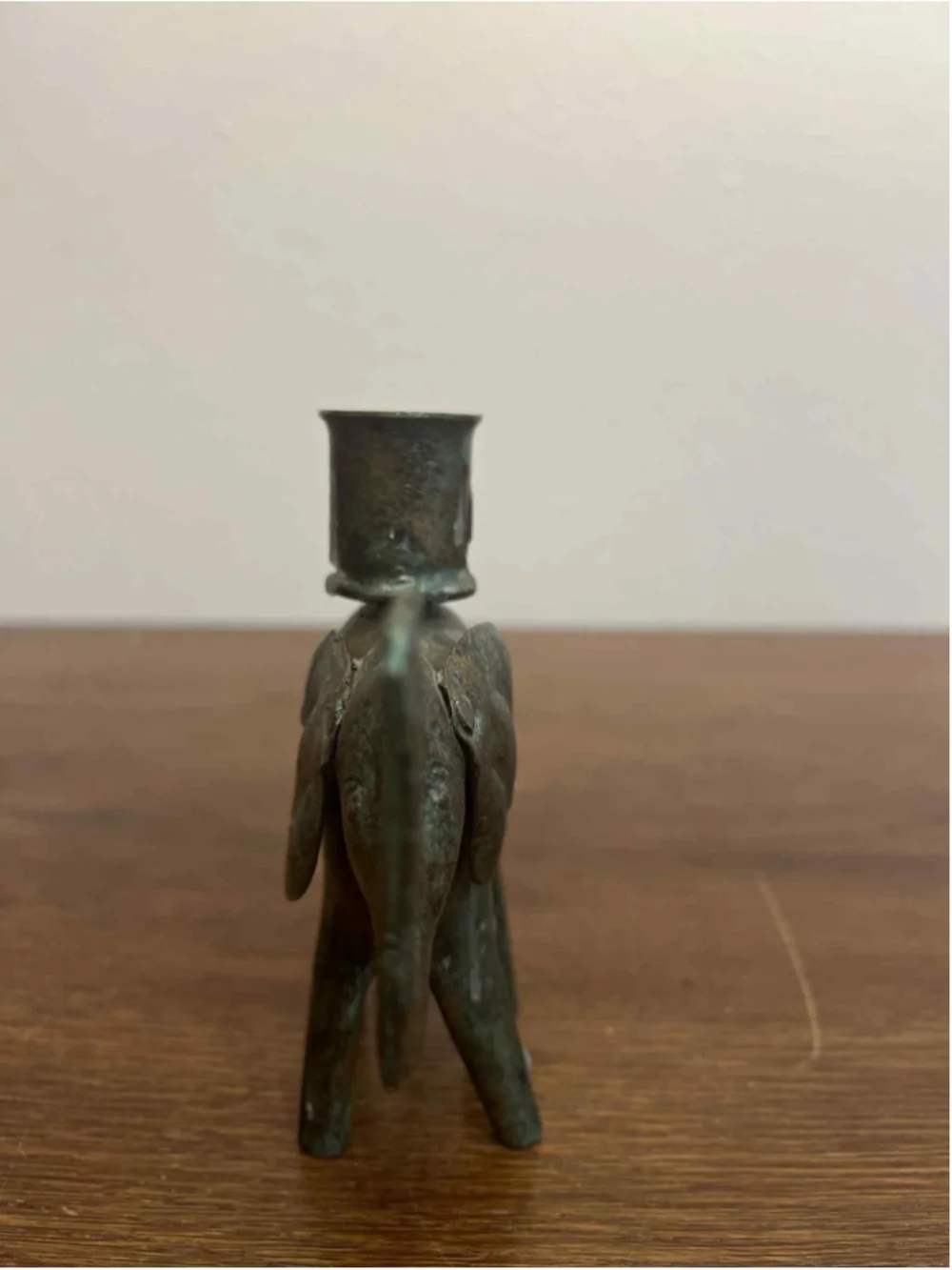 Vintage Brass Elephant Candle Holder Verdigris Patina Metal Elephant Figurine